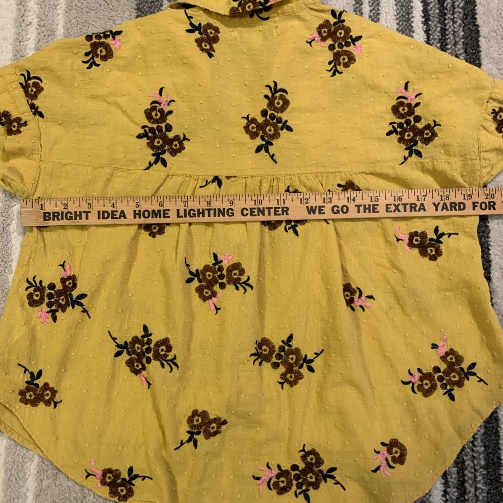 Madewell Blouse Top Embroidered Hilltop Button Down S/S Floral Shirt XXS - Picture 7 of 8